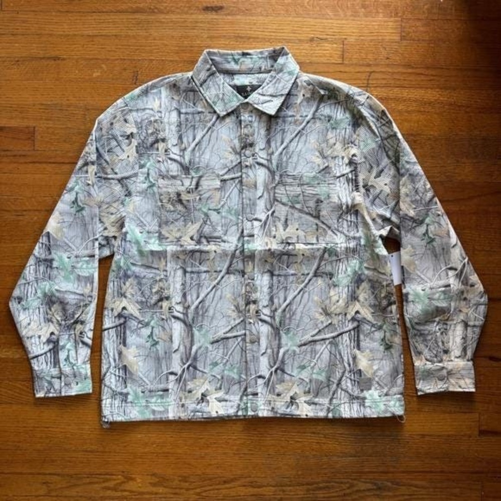 Saints Studio Mens XL Camo Tree Bark Corduroy Button Up Shirt Long Sleeve